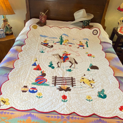 Ride em Cowboy Western  Vintage Quilt