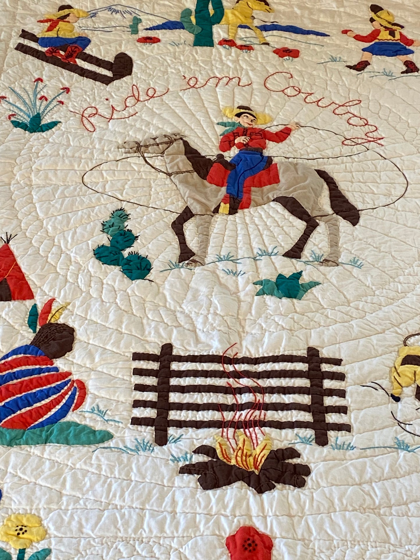 Ride em Cowboy Western  Vintage Quilt