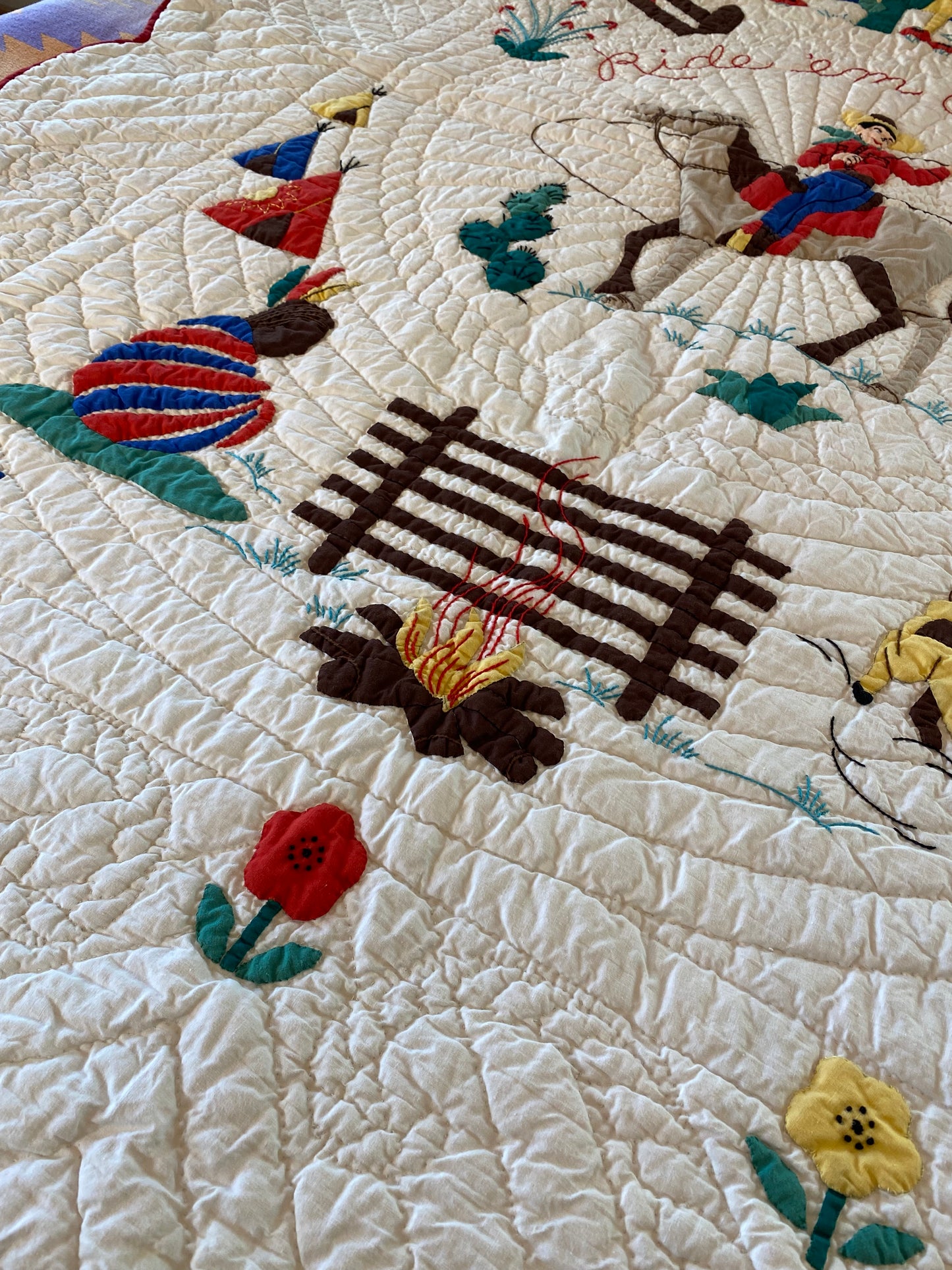 Ride em Cowboy Western  Vintage Quilt