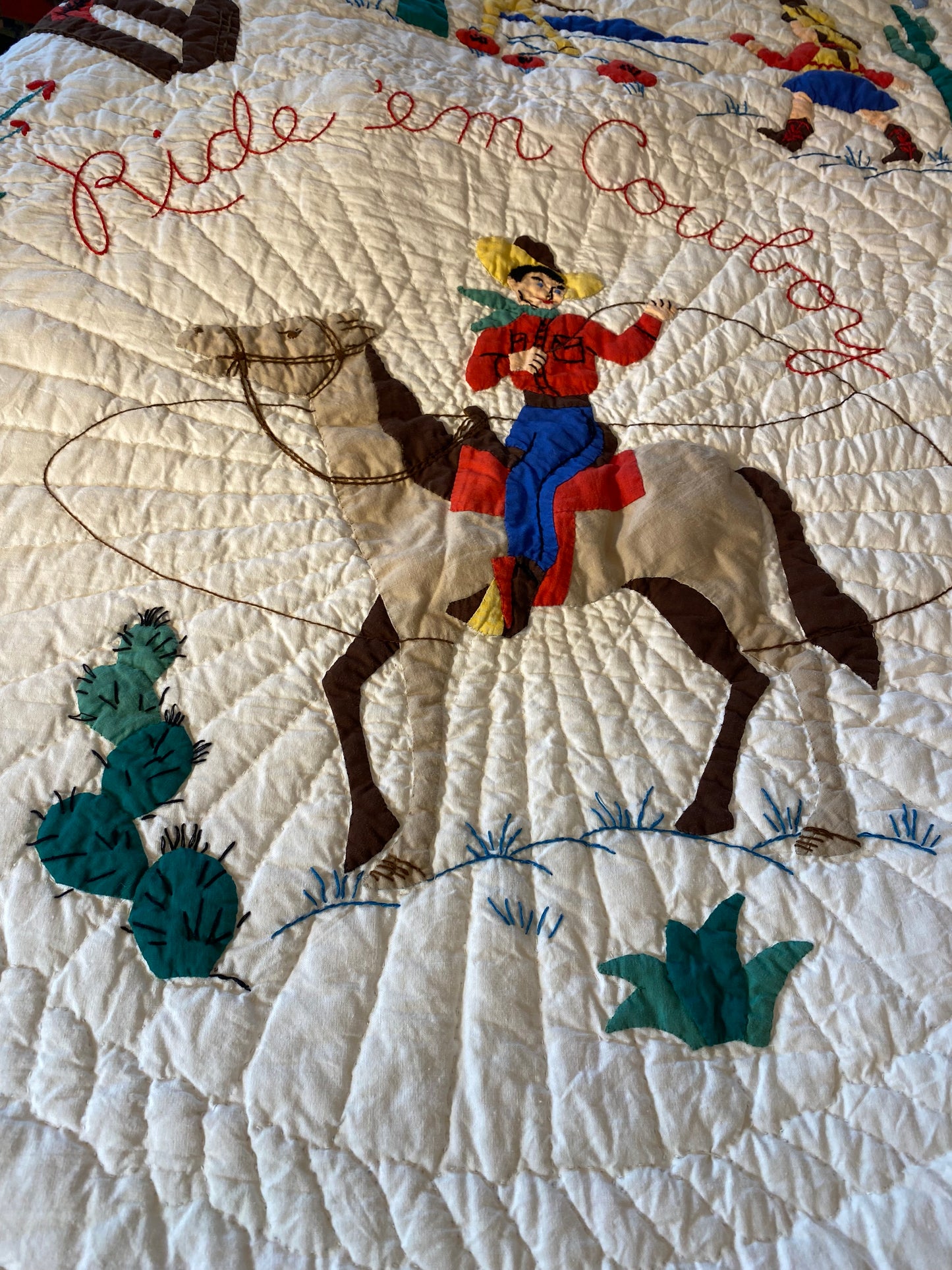 Ride em Cowboy Western  Vintage Quilt