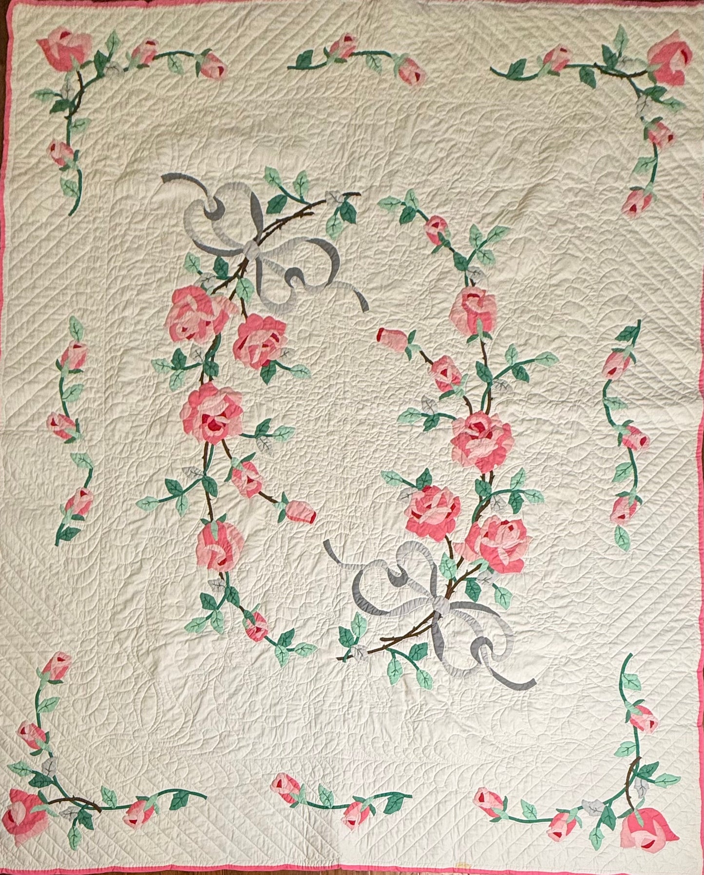 Dated American Beauty Bouquet Applique  Quilt
