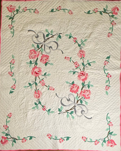 Dated American Beauty Bouquet Applique  Quilt