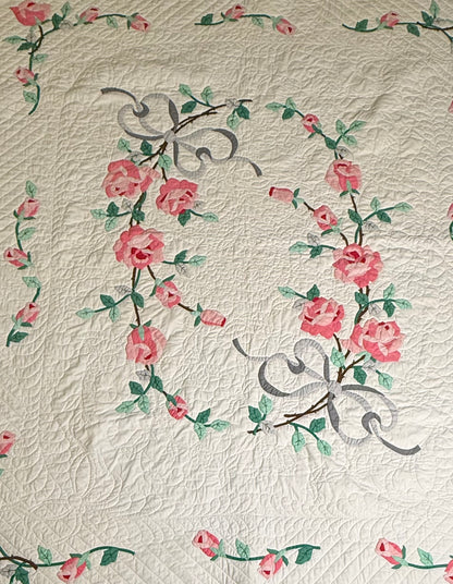 Dated American Beauty Bouquet Applique  Quilt