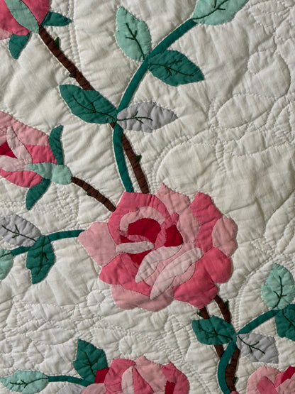Dated American Beauty Bouquet Applique  Quilt