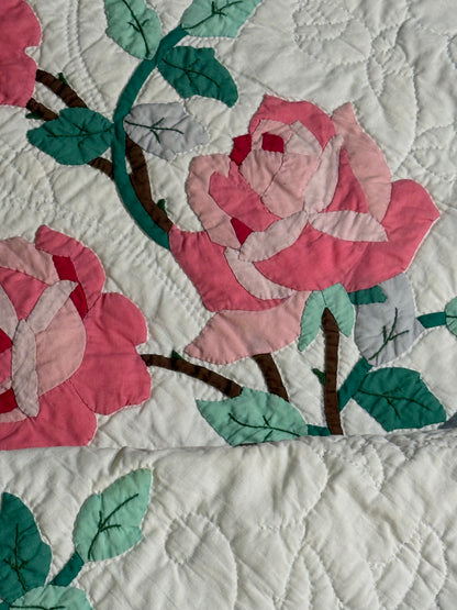 Dated American Beauty Bouquet Applique  Quilt