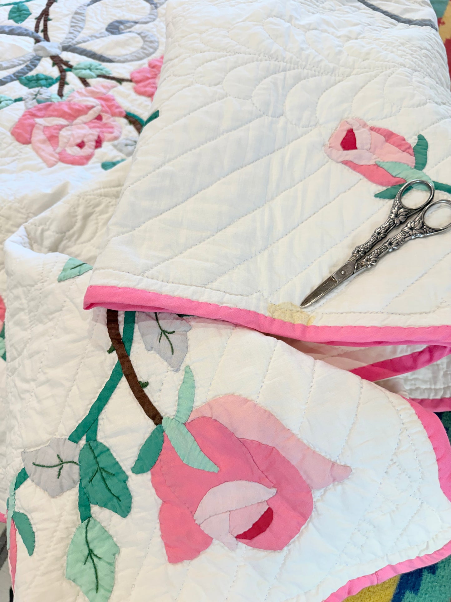 Dated American Beauty Bouquet Applique  Quilt