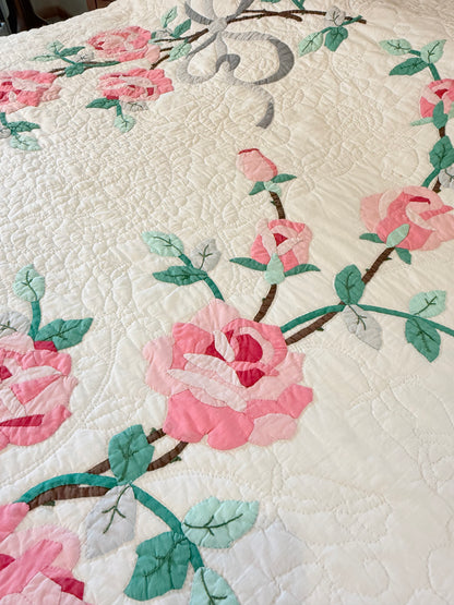 Dated American Beauty Bouquet Applique  Quilt