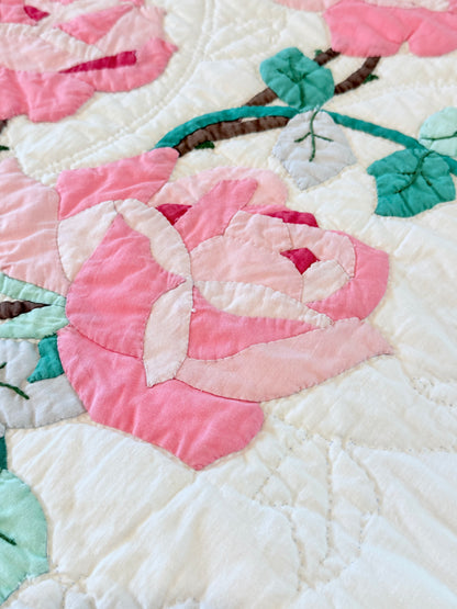 Dated American Beauty Bouquet Applique  Quilt