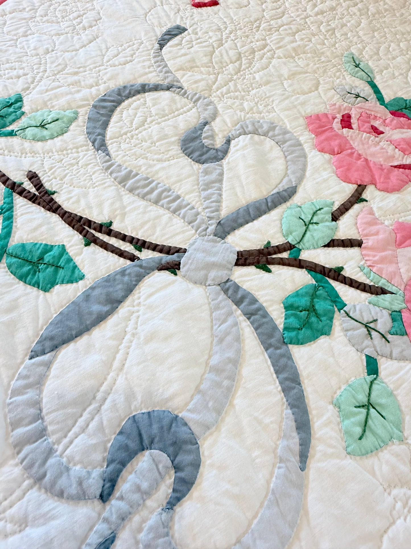 Dated American Beauty Bouquet Applique  Quilt