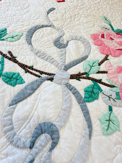 Dated American Beauty Bouquet Applique  Quilt
