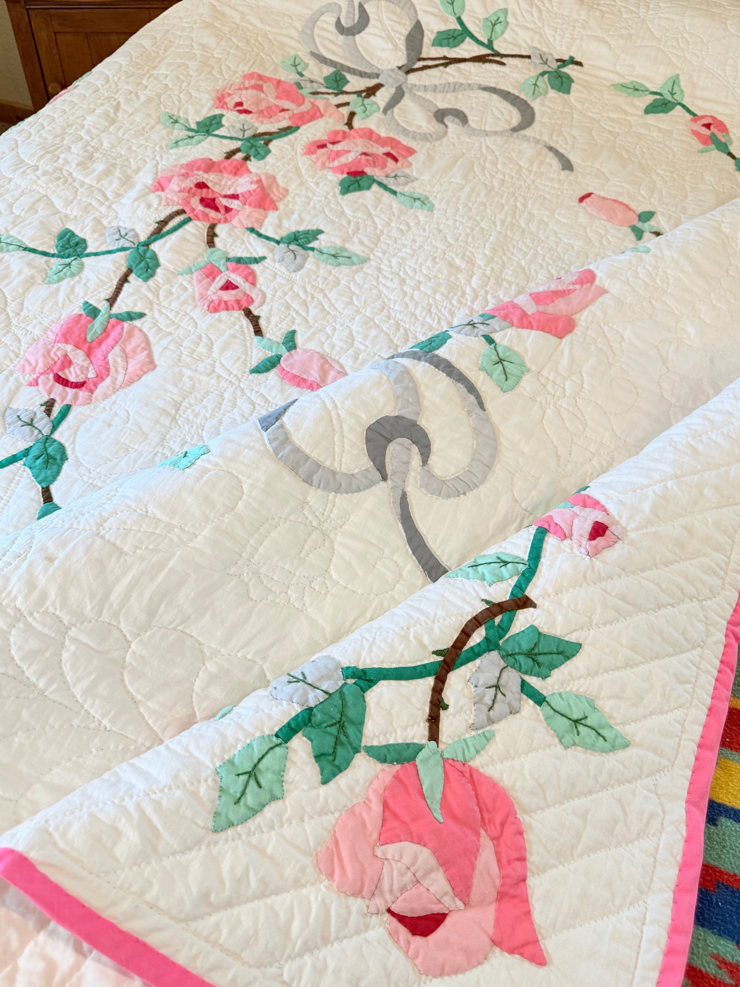 Dated American Beauty Bouquet Applique  Quilt