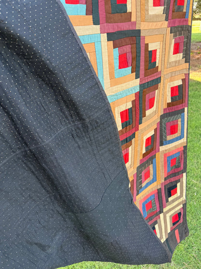 Barn Raising Log Cabin Wool Quilt