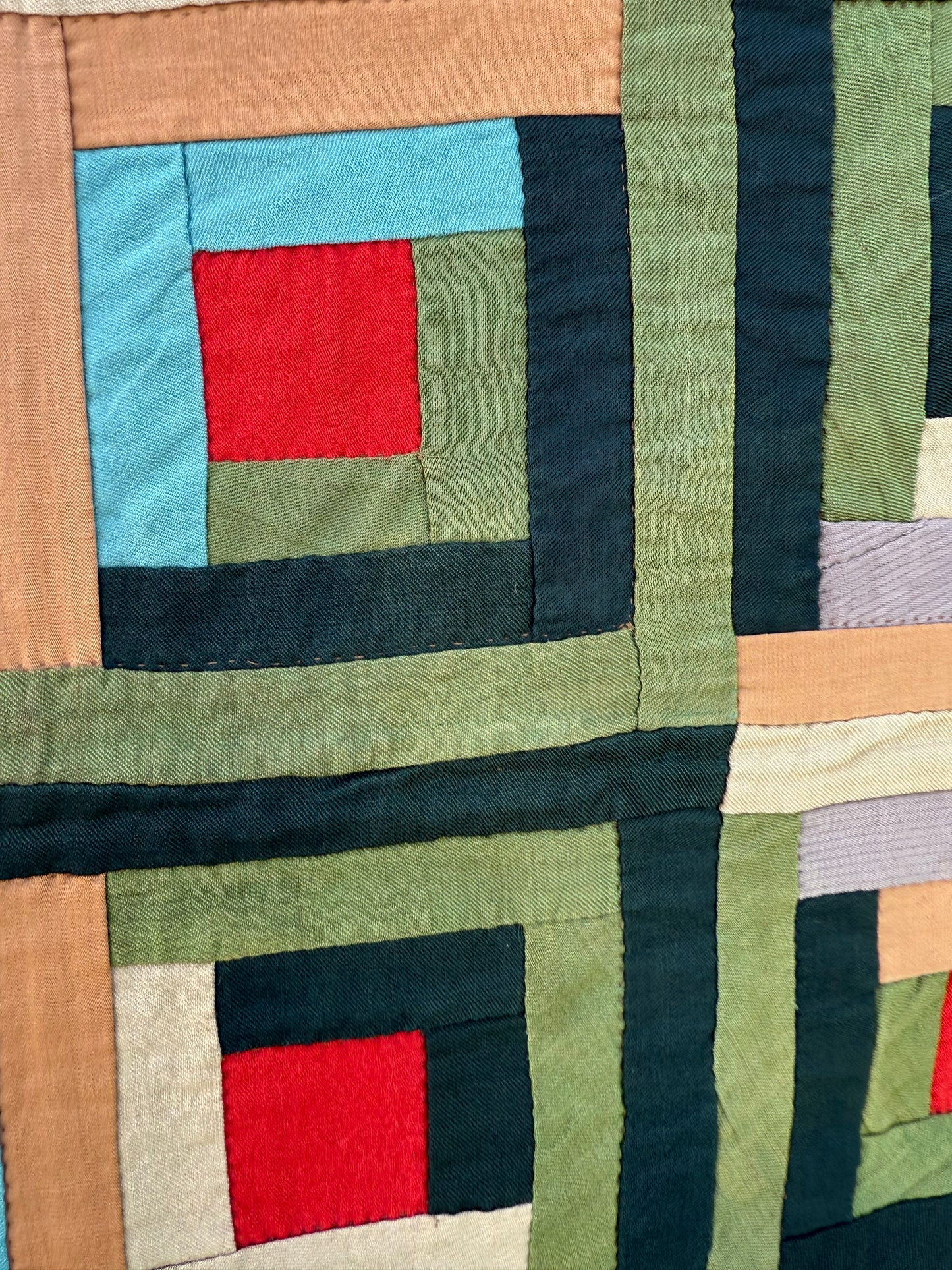 Barn Raising Log Cabin Wool Quilt
