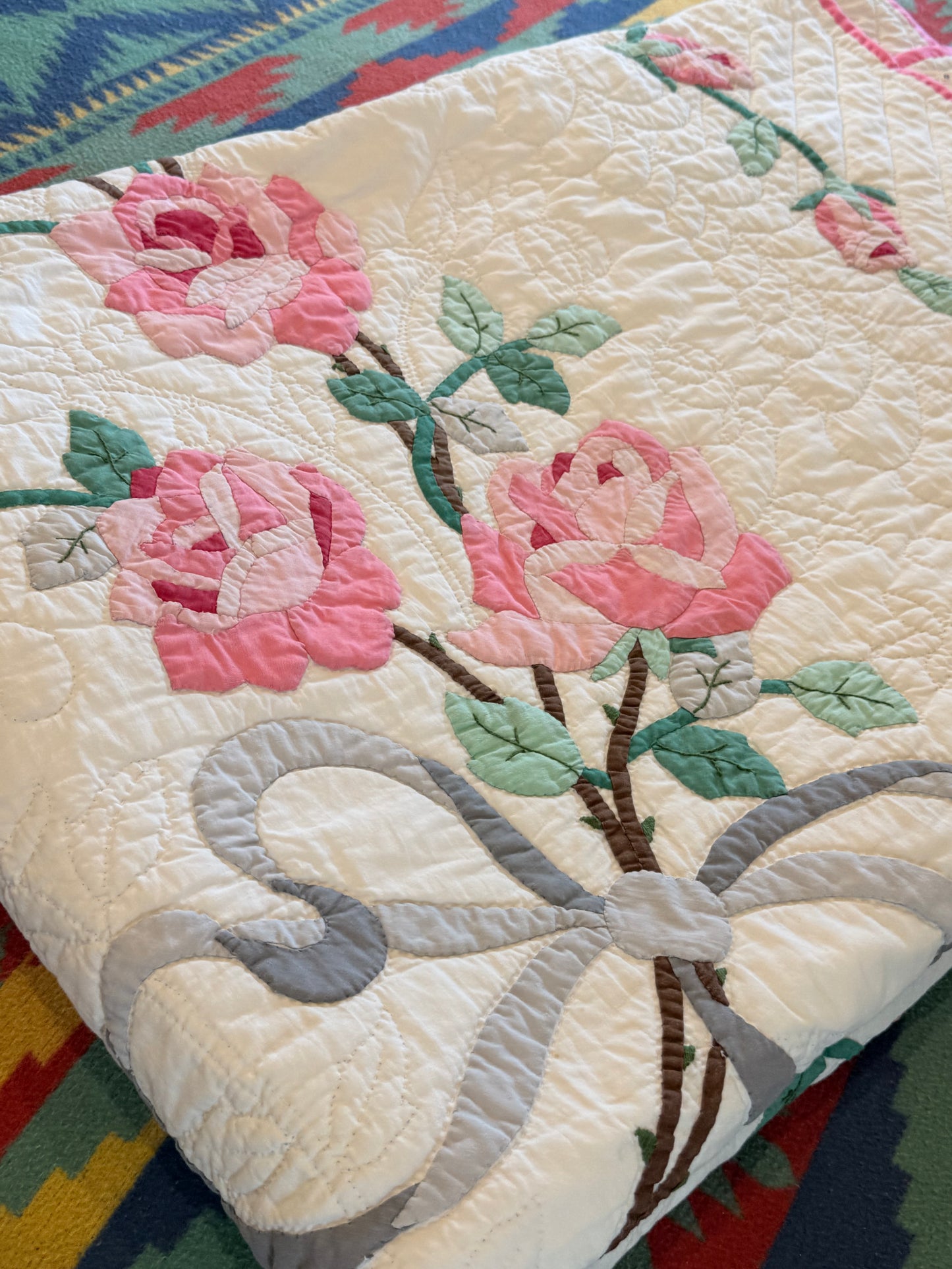 Dated American Beauty Bouquet Applique  Quilt