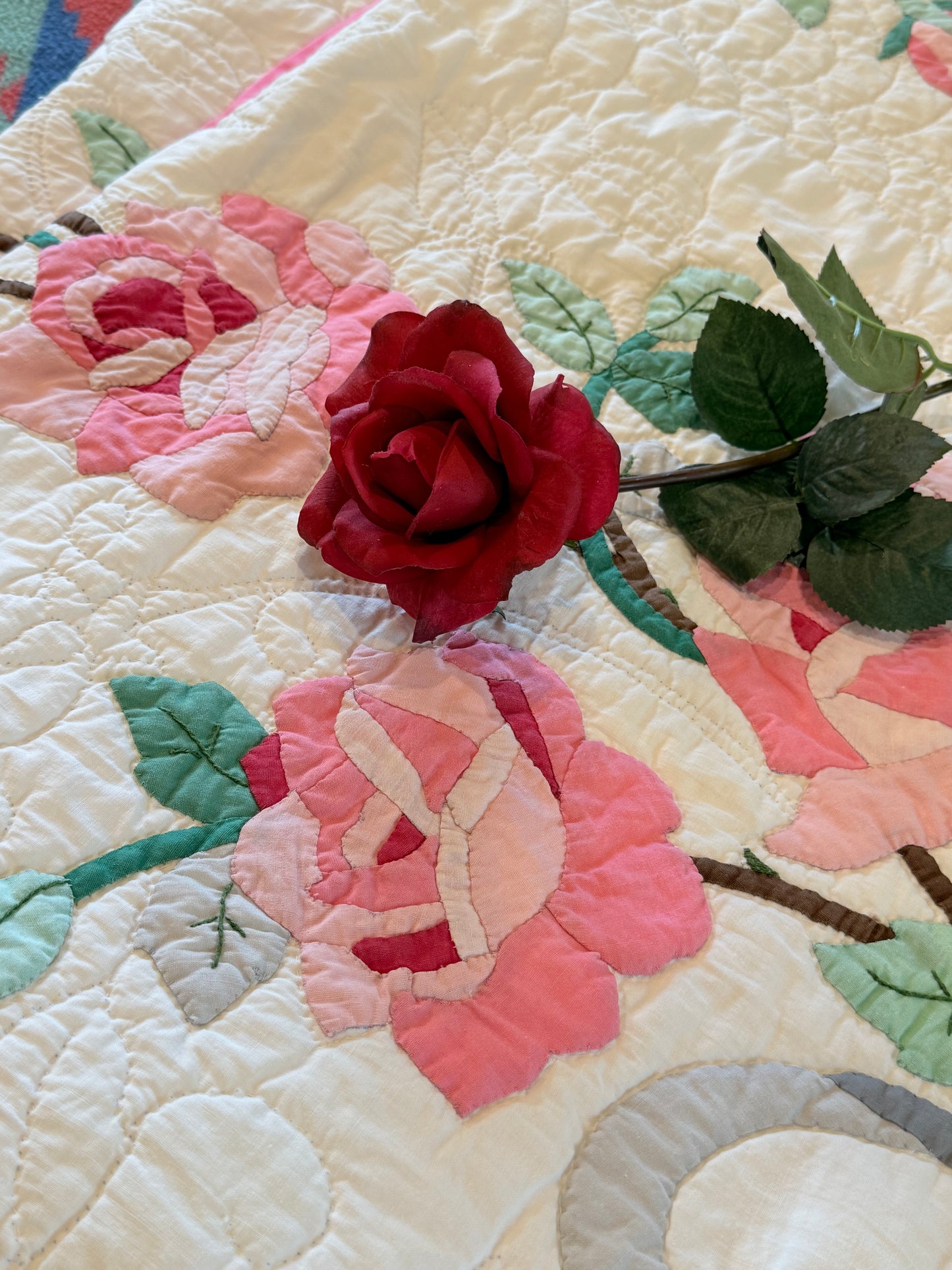 Dated American Beauty Bouquet Applique  Quilt