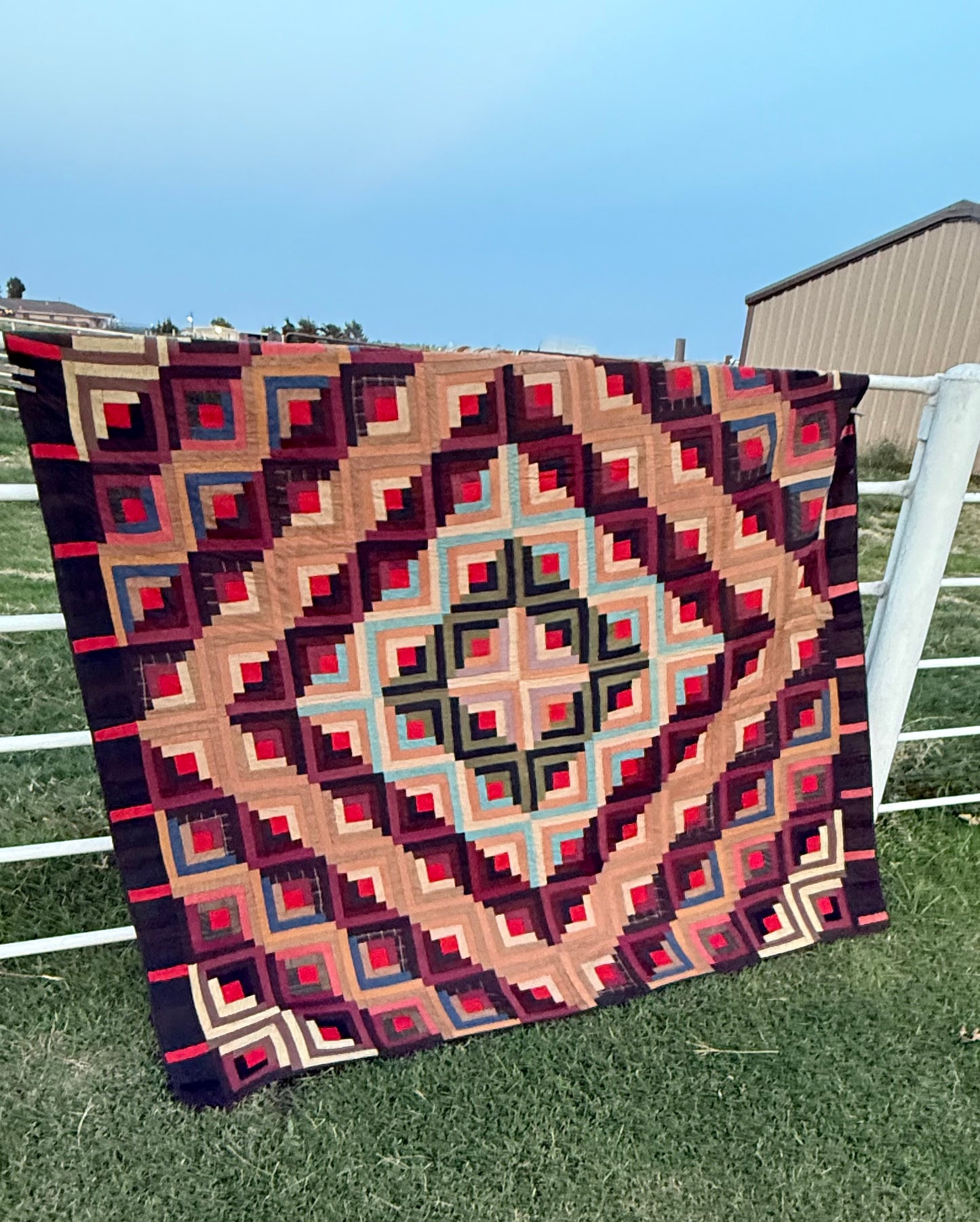 Barn Raising Log Cabin Wool Quilt
