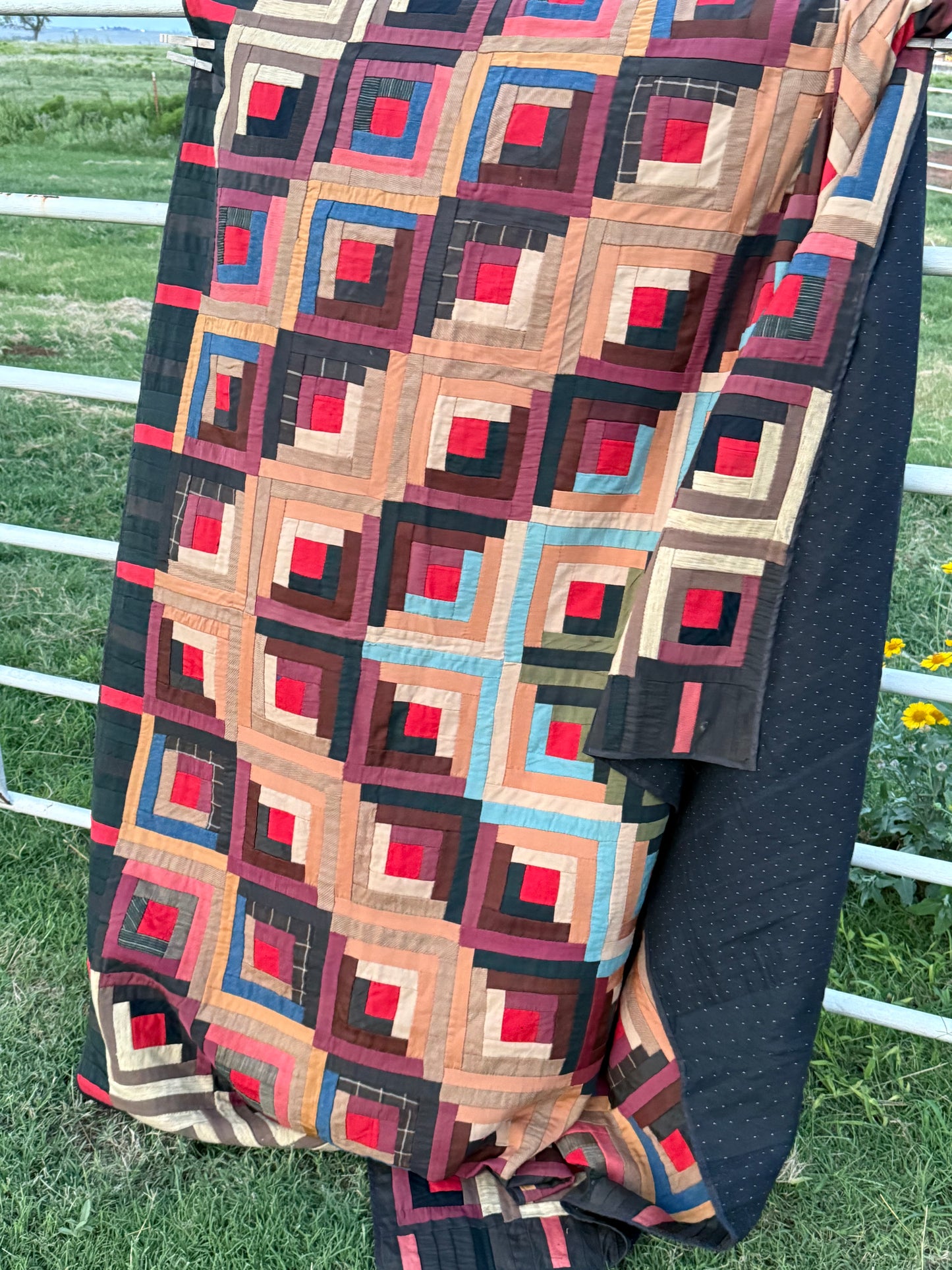 Barn Raising Log Cabin Wool Quilt