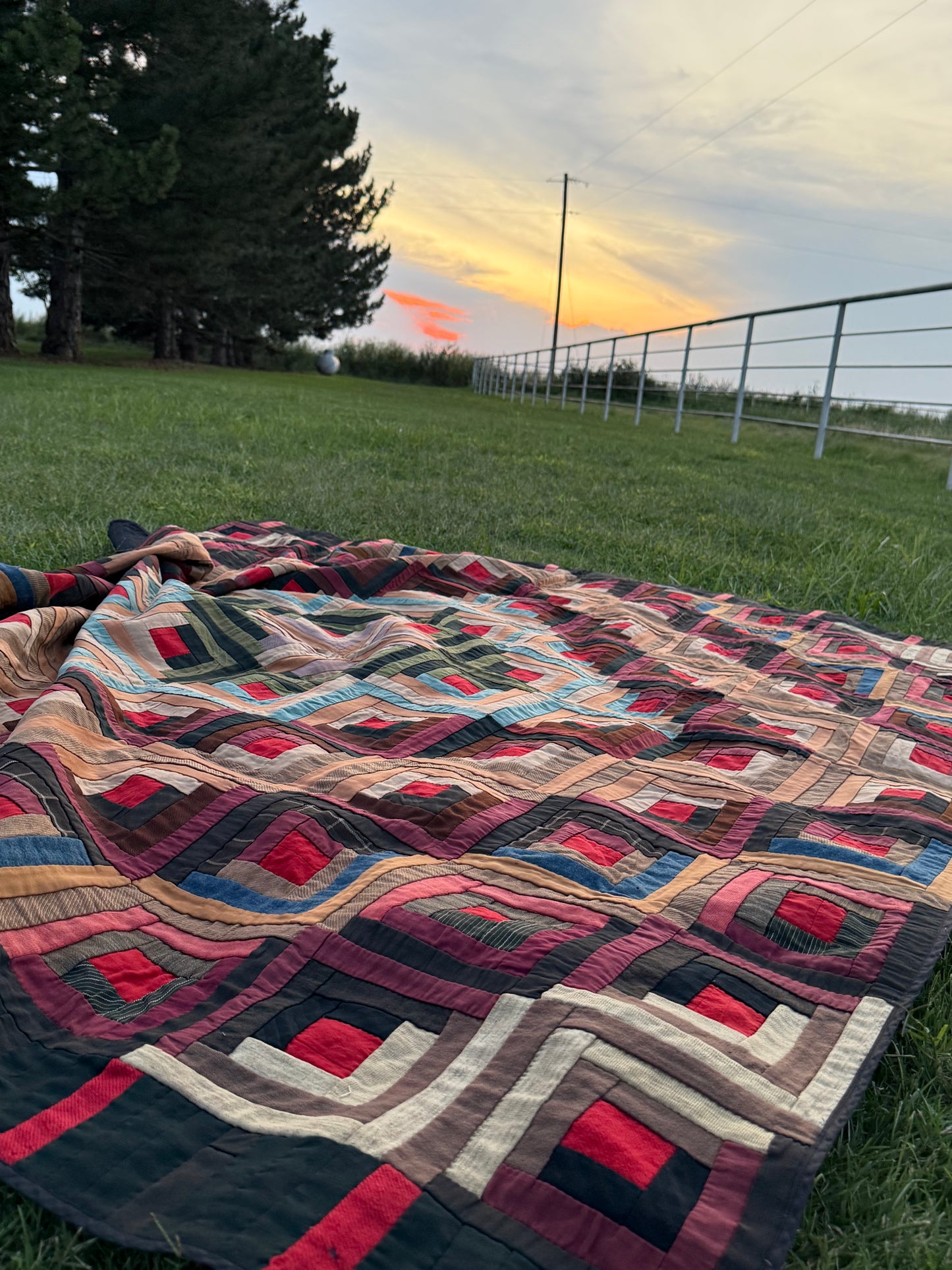 Barn Raising Log Cabin Wool Quilt