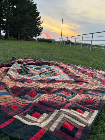 Barn Raising Log Cabin Wool Quilt