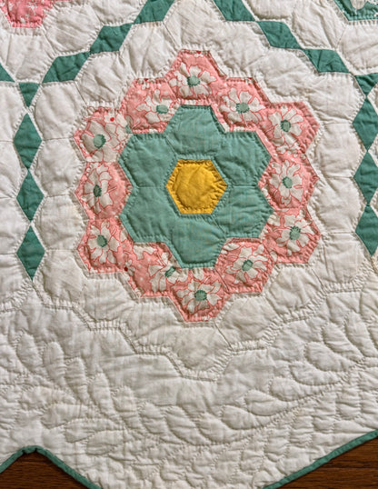 Outstanding Flower Garden with Diamond  Trail Quilt