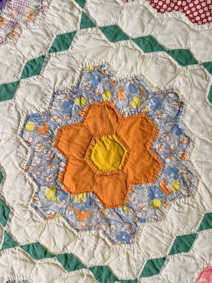 Outstanding Flower Garden with Diamond  Trail Quilt
