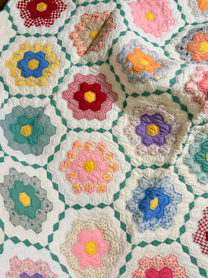 Outstanding Flower Garden with Diamond  Trail Quilt
