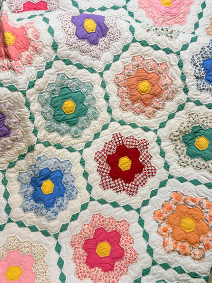 Outstanding Flower Garden with Diamond  Trail Quilt