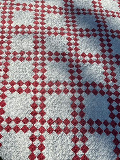 Red and White Double Irish Chain Small Scale Quilt