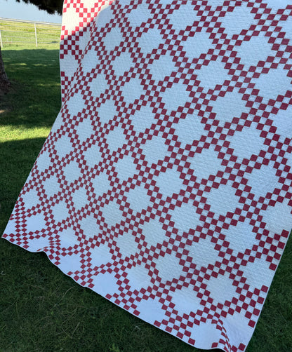 Red and White Double Irish Chain Small Scale Quilt