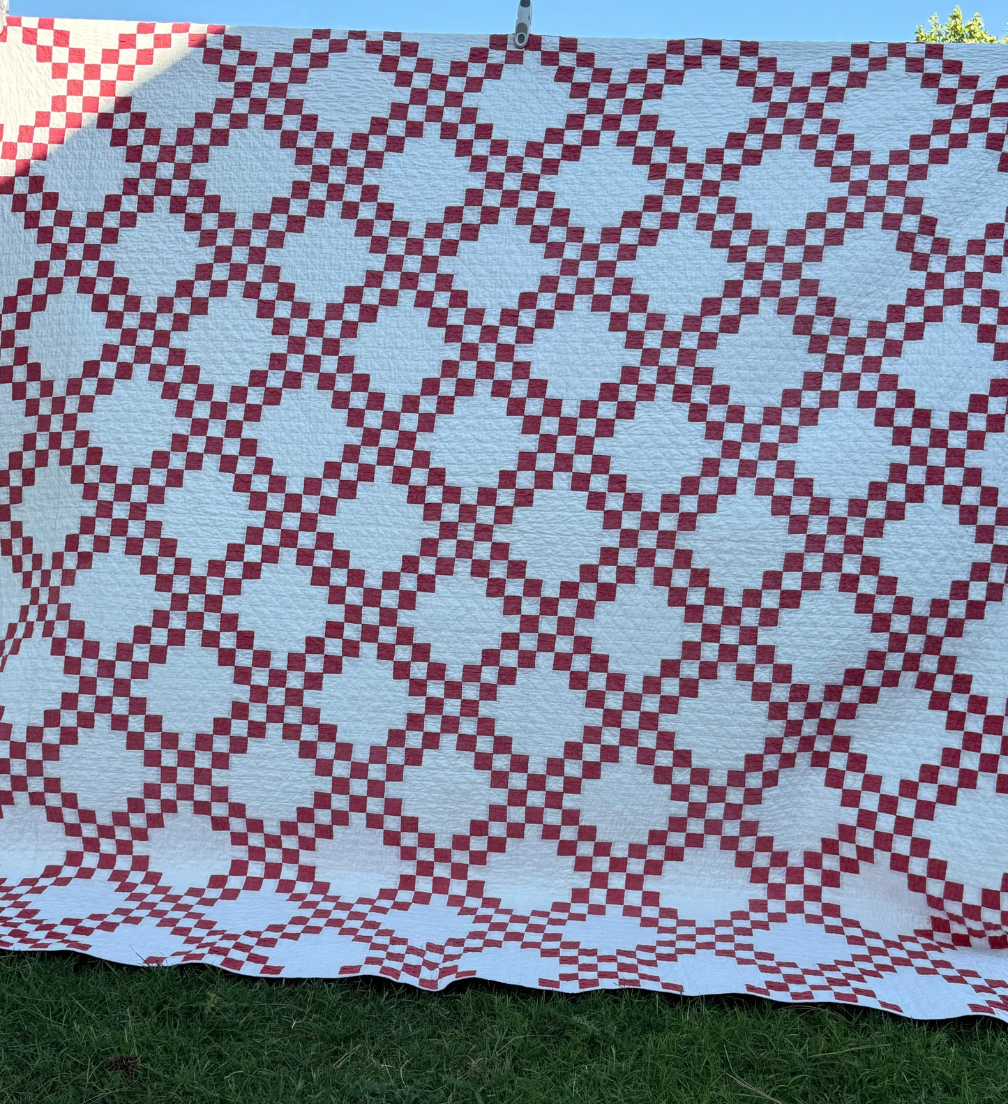 Red and White Double Irish Chain Small Scale Quilt