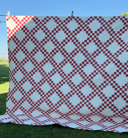 Red and White Double Irish Chain Small Scale Quilt