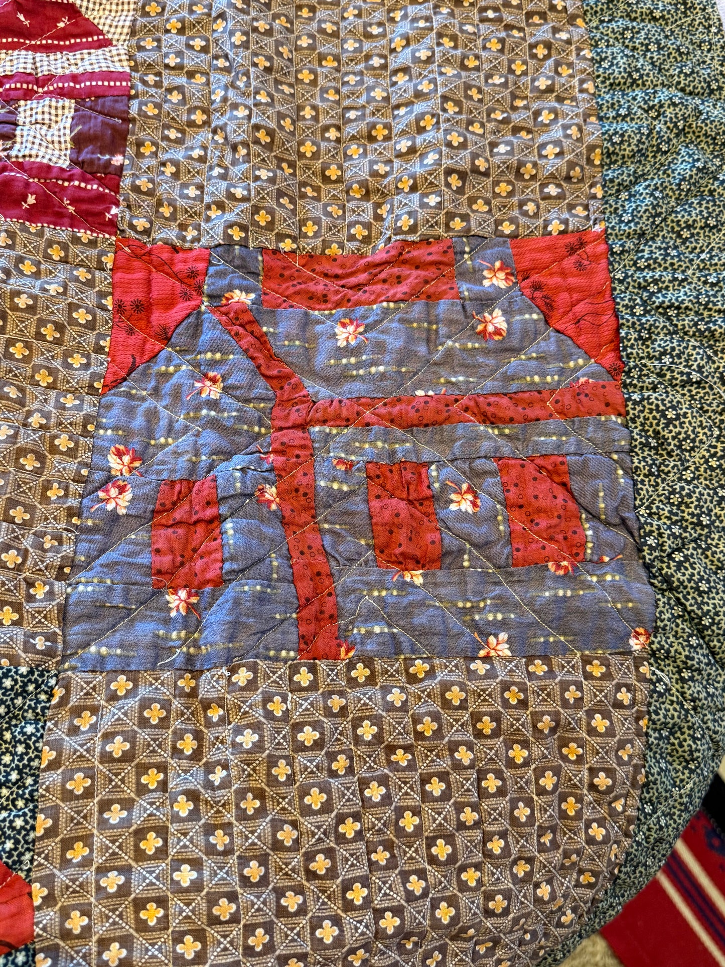 Americana  Folk Art Schoolhouse Crib Quilt