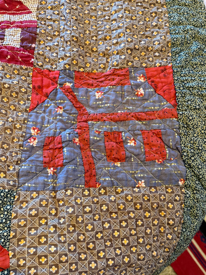 Americana  Folk Art Schoolhouse Crib Quilt
