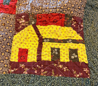Americana  Folk Art Schoolhouse Crib Quilt