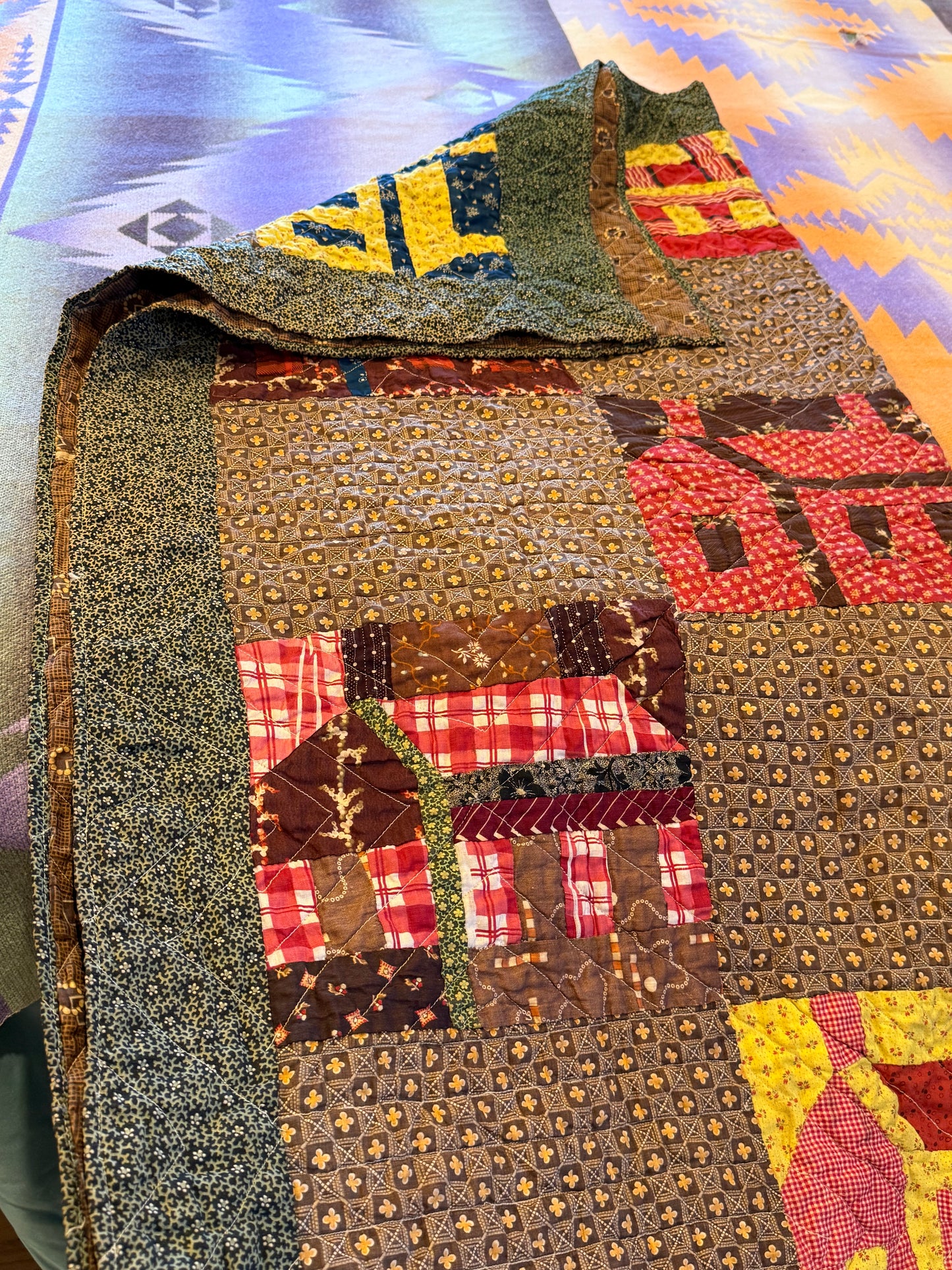 Americana  Folk Art Schoolhouse Crib Quilt