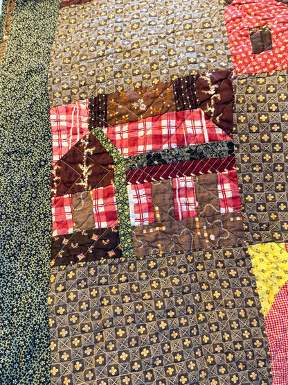 Americana  Folk Art Schoolhouse Crib Quilt