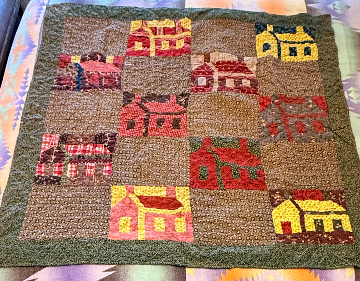 Americana  Folk Art Schoolhouse Crib Quilt