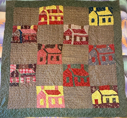 Americana  Folk Art Schoolhouse Crib Quilt