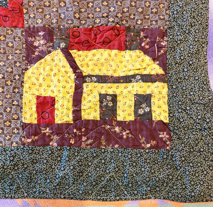 Americana  Folk Art Schoolhouse Crib Quilt