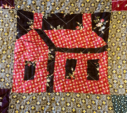 Americana  Folk Art Schoolhouse Crib Quilt