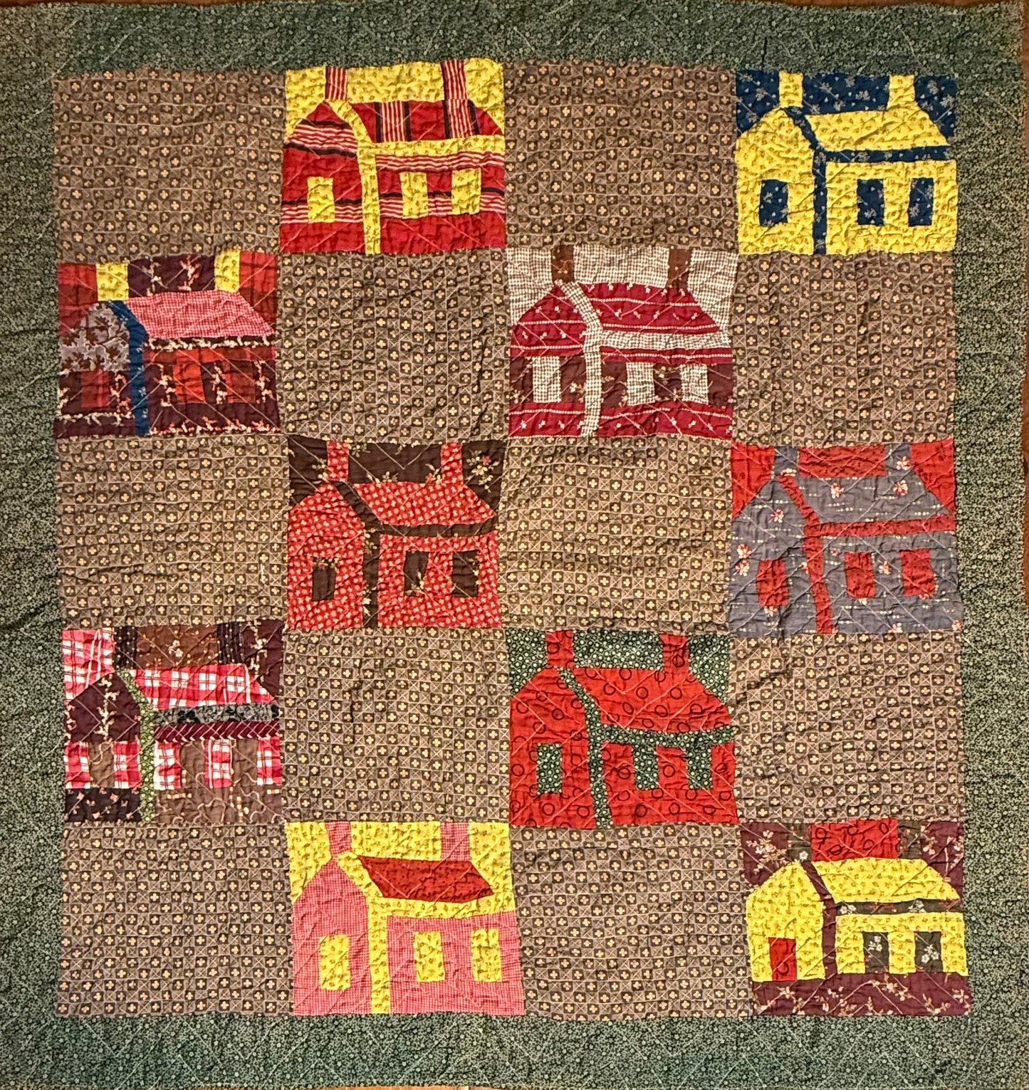 Americana  Folk Art Schoolhouse Crib Quilt