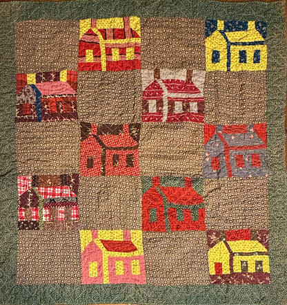 Americana  Folk Art Schoolhouse Crib Quilt