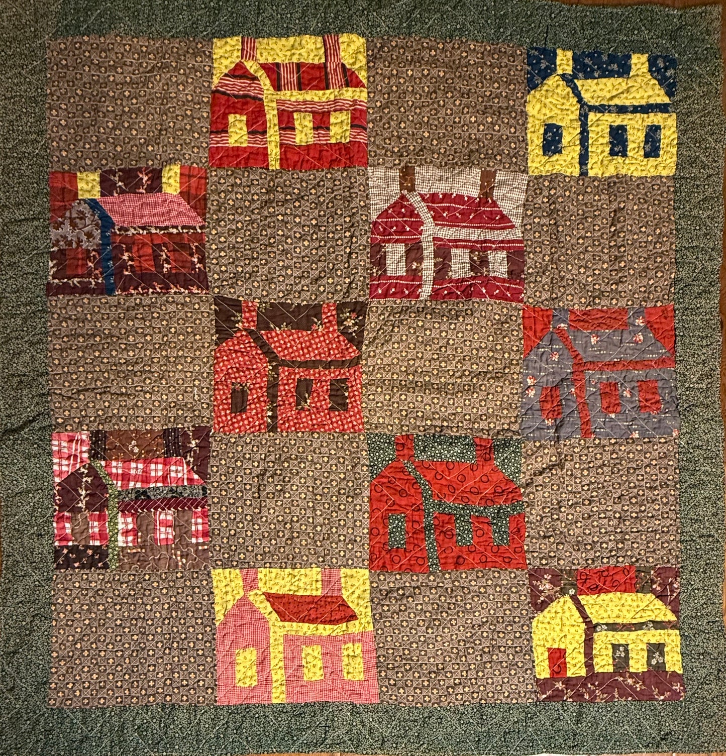 Americana  Folk Art Schoolhouse Crib Quilt