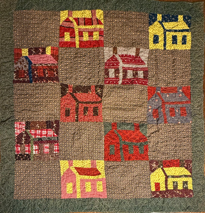 Americana  Folk Art Schoolhouse Crib Quilt