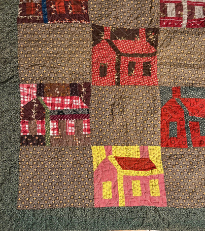 Americana  Folk Art Schoolhouse Crib Quilt