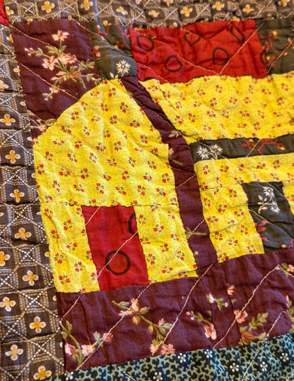 Americana  Folk Art Schoolhouse Crib Quilt