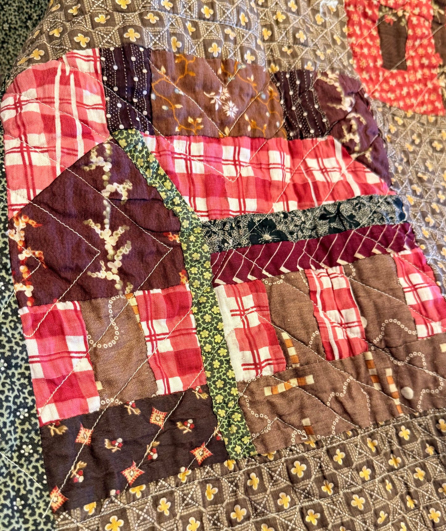 Americana  Folk Art Schoolhouse Crib Quilt