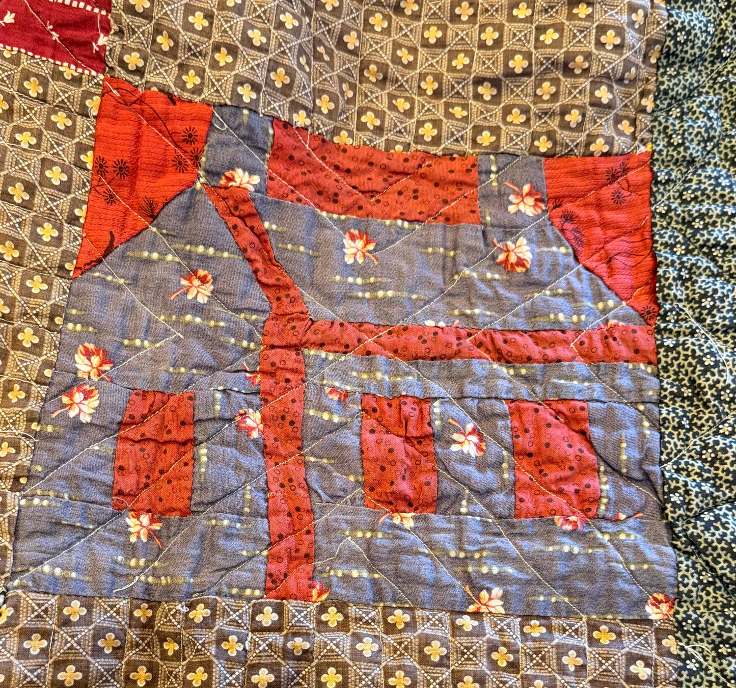 Americana  Folk Art Schoolhouse Crib Quilt