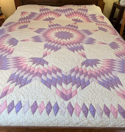 Broken Star Quilt with Border Of Diamonds