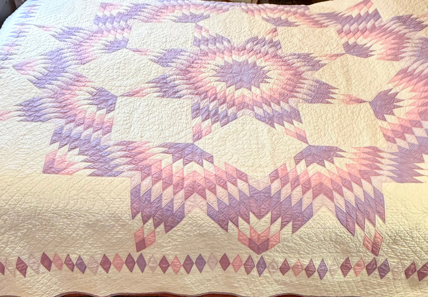 Broken Star Quilt with Border Of Diamonds